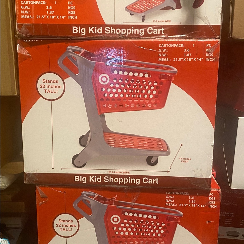 NIB Target Red and Gray Kids Shopping Cart Toy